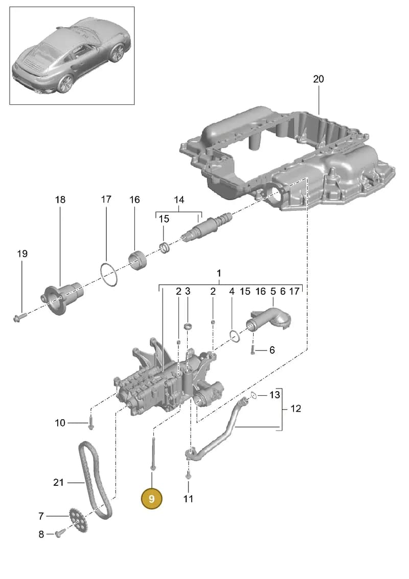 9A110738301 — Porsche 911 (2013-2020) diagram p42104000, position 9