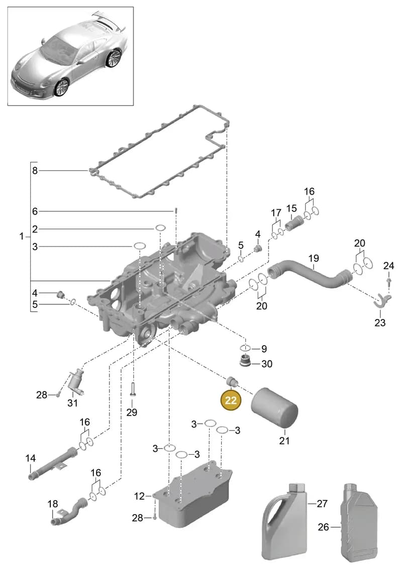 9A110757590 — Porsche 911 (2013-2020) diagram p41104010, position 22