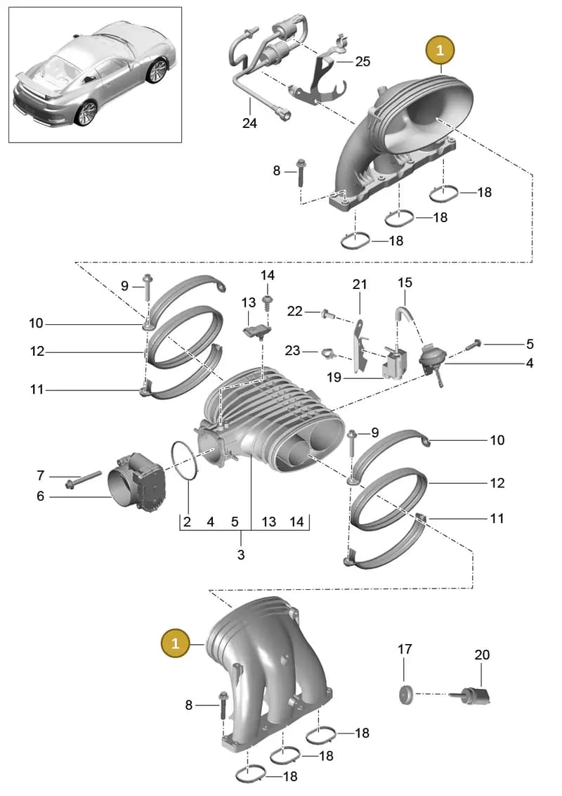9A111001595 — Porsche 911 (2013-2020) diagram p41107010, position 1