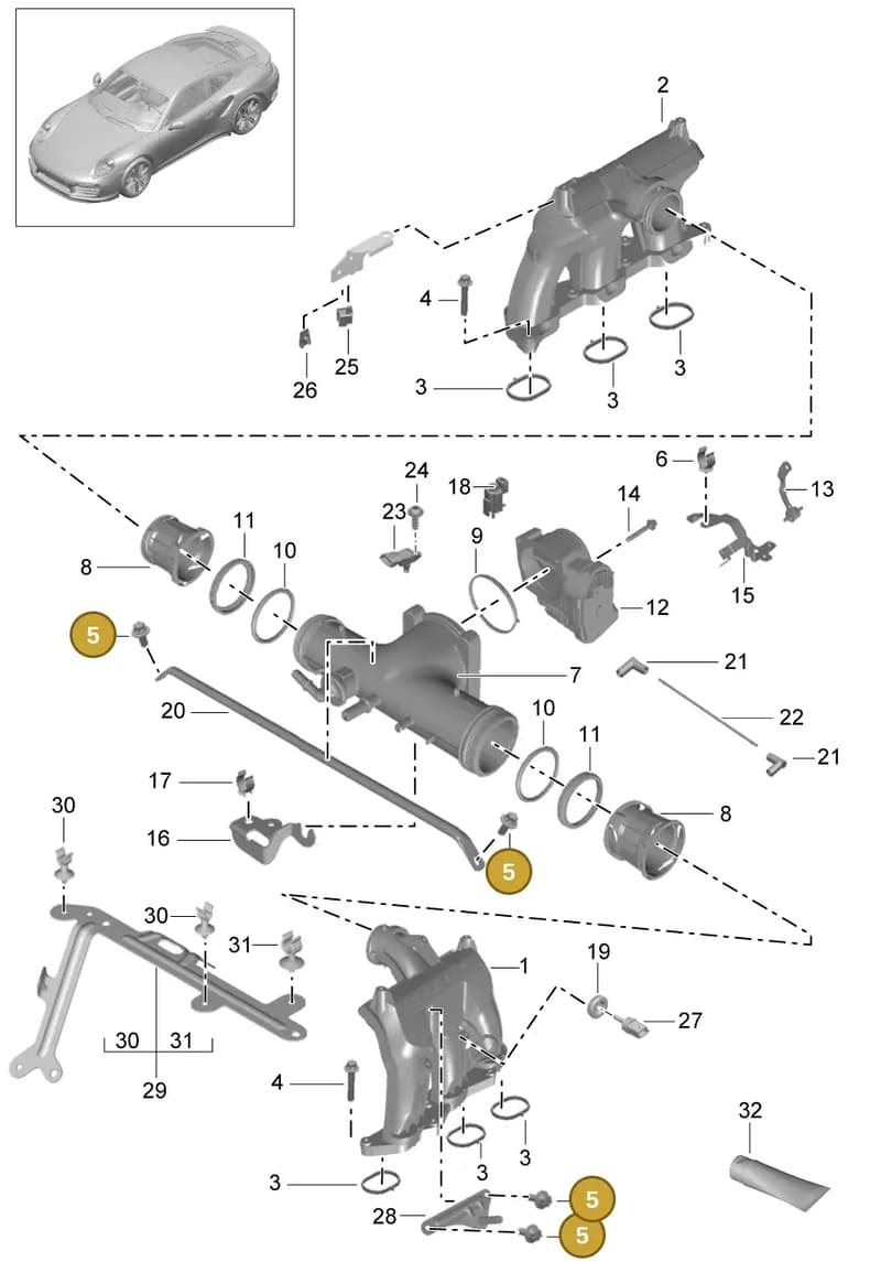 9A111008581 — Porsche 911 (2013-2020) diagram p42107010, position 5