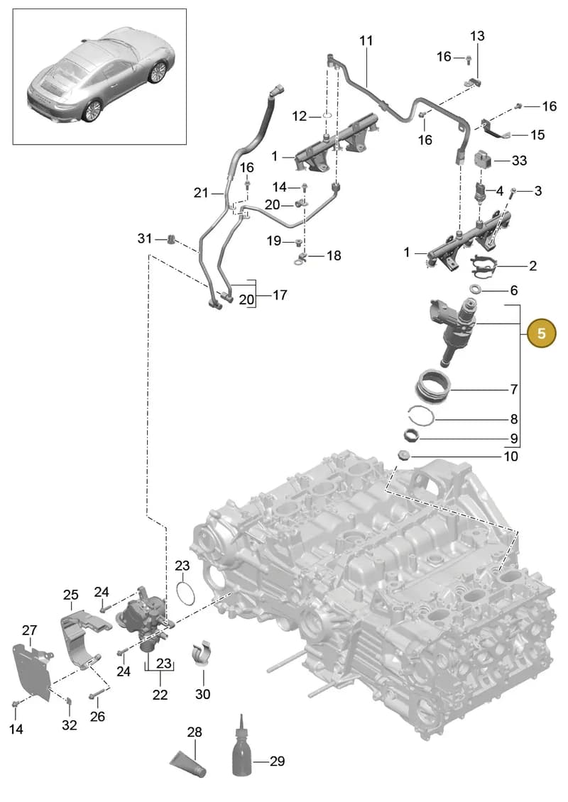 9A111022231 — Porsche 911 (2013-2020) diagram p42107005, position 5