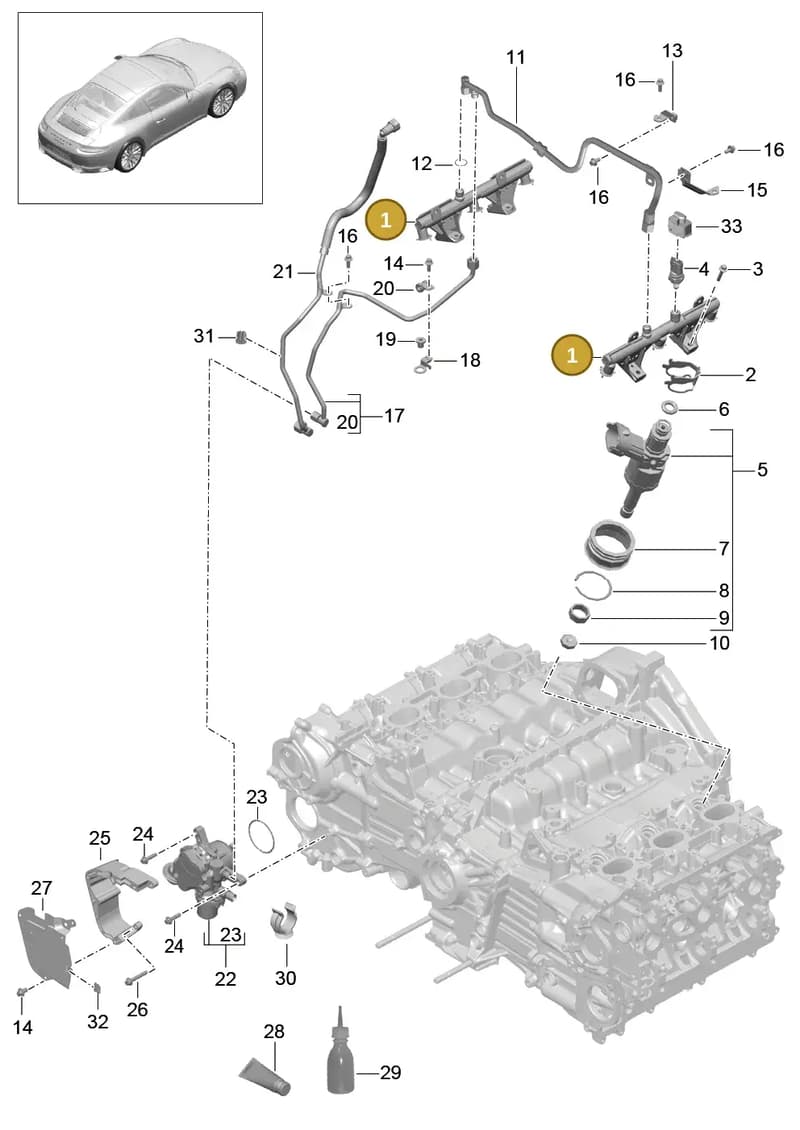 9A111085976 — Porsche 911 (2013-2020) diagram p42107005, position 1