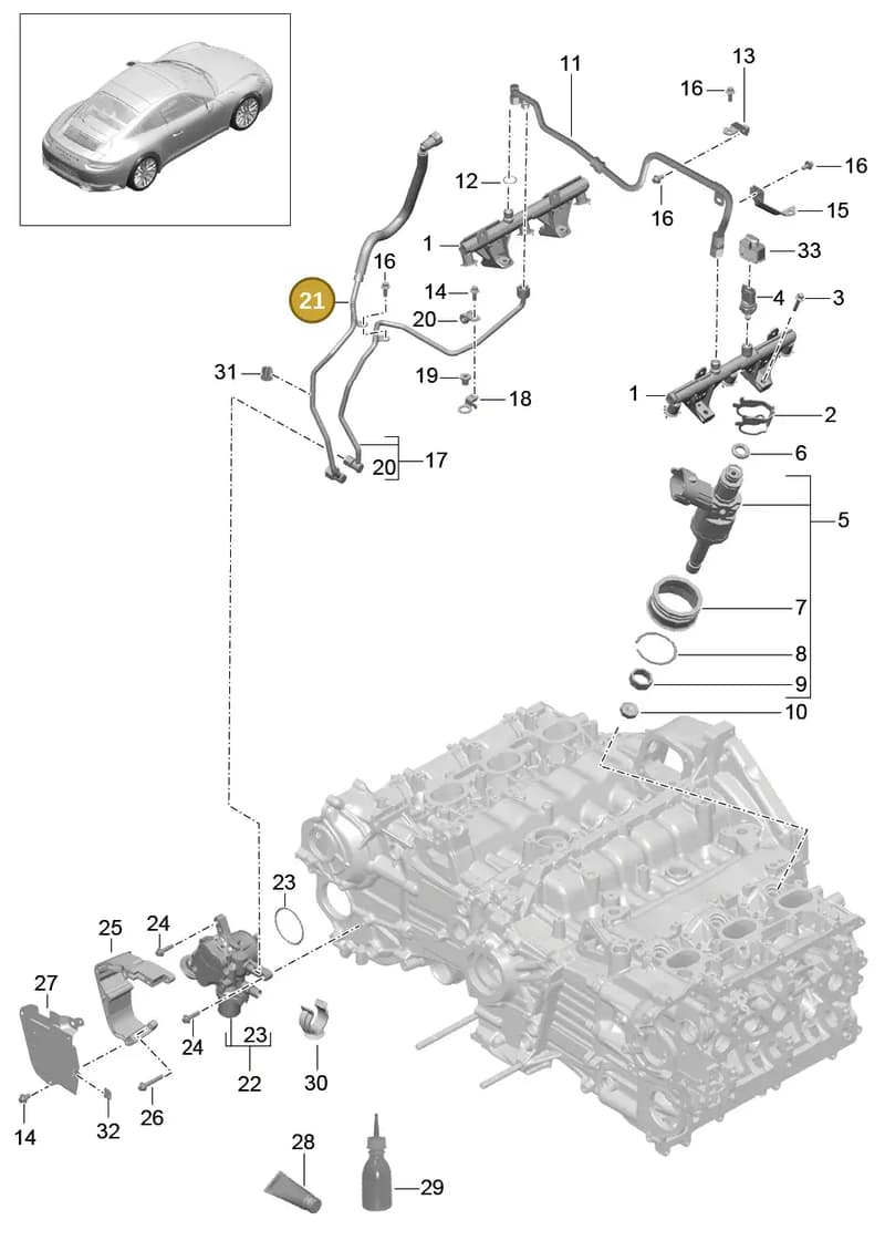 9A111090670 — Porsche 911 (2013-2020) diagram p42107005, position 21