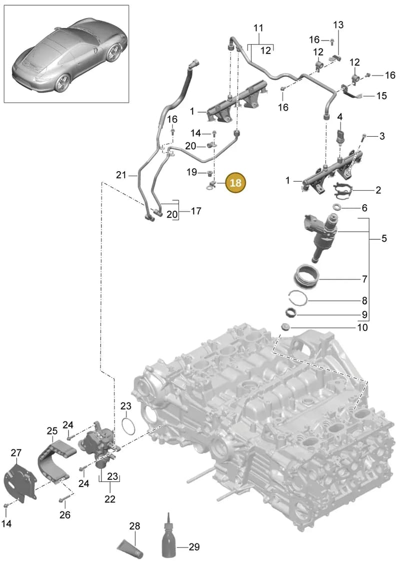 9A111094002 — Porsche 991 Carrera 4 (2011-2016) diagram p38107005, position 18