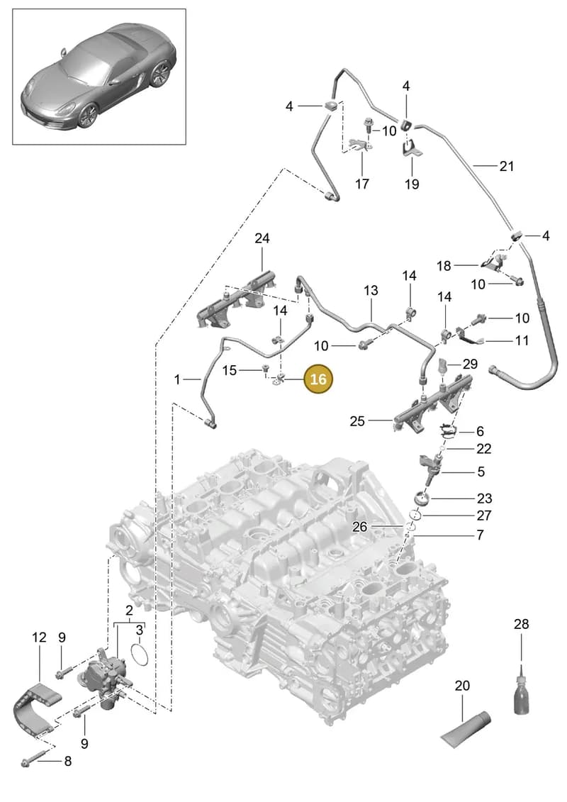 9A111094002 — Porsche Boxster (2012-2016) diagram p39107005, position 16