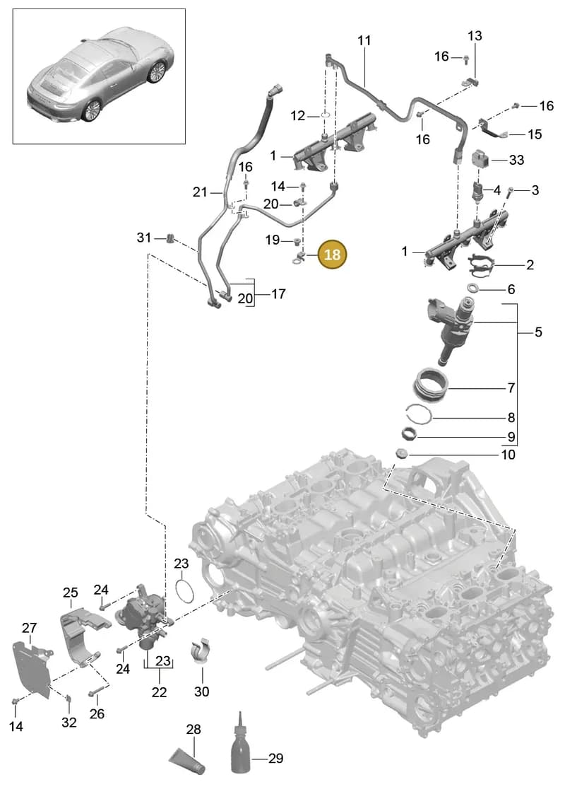 9A111094002 — Porsche 911 (2013-2020) diagram p42107005, position 18