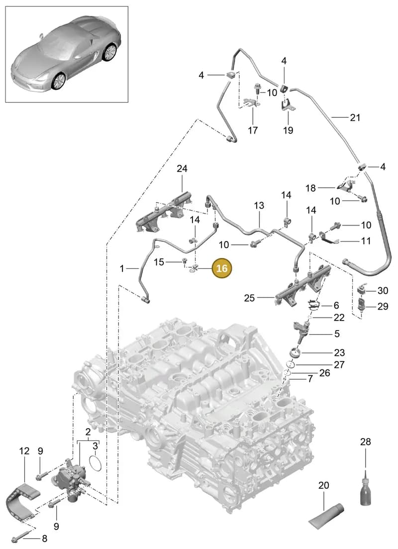 9A111094002 — Porsche Boxster Spyder (2015-2016) diagram p46107005, position 16