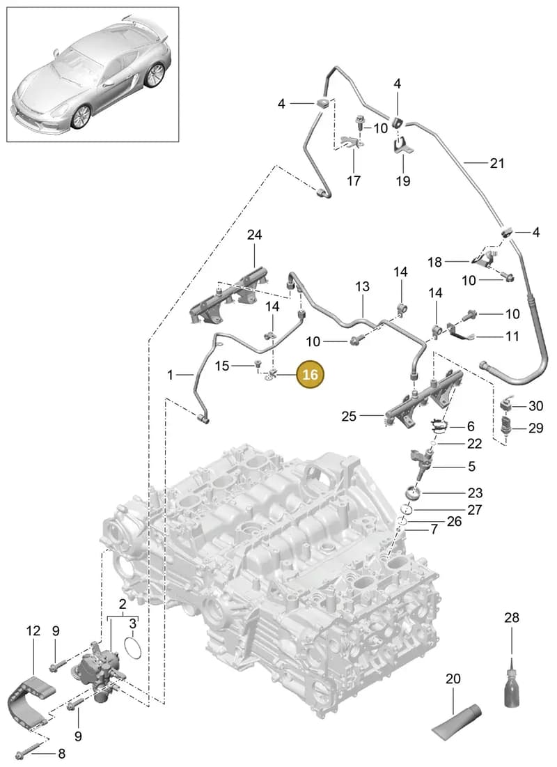 9A111094002 — Porsche Cayman GT4 (2015-2016) diagram p45107005, position 16