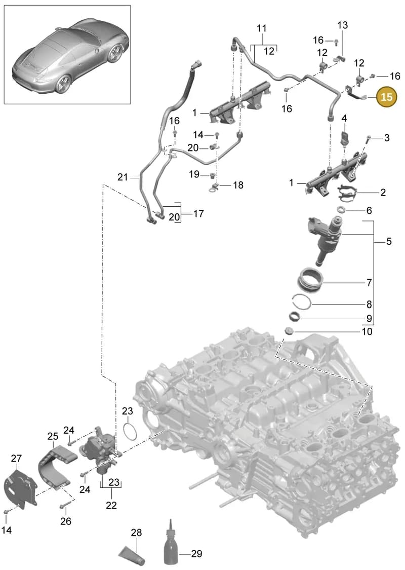9A111094702 — Porsche 991 Carrera 4 (2011-2016) diagram p38107005, position 15
