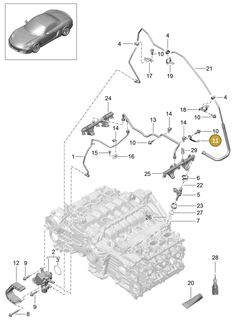 9A111094702 — Porsche Boxster (2012-2016) diagram p39107005, position 11