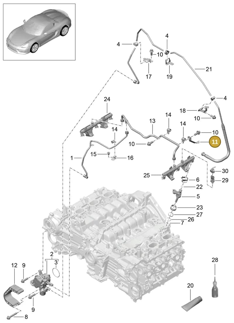 9A111094702 — Porsche Boxster Spyder (2015-2016) diagram p46107005, position 11