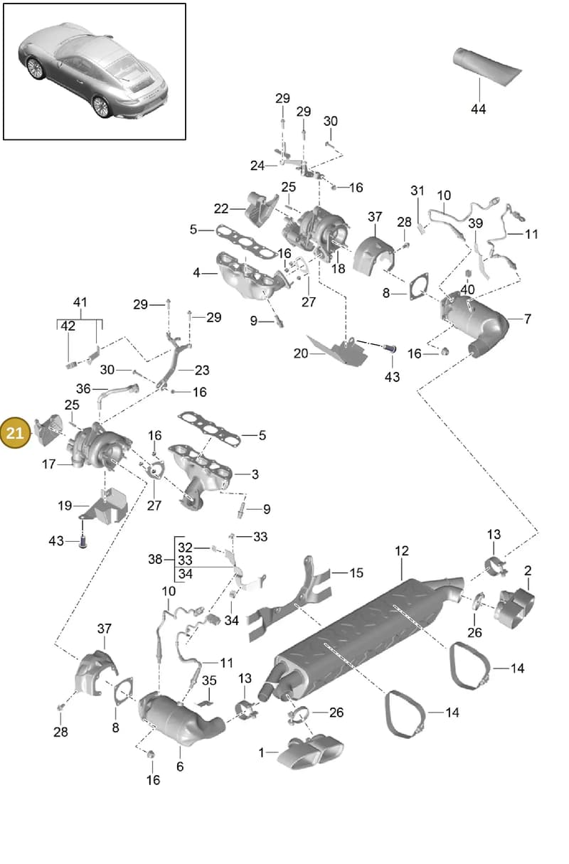 9A112321371 — Porsche 911 (2013-2020) diagram p42202000, position 21