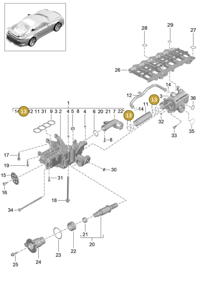 9A120737190 — Porsche 911 (2013-2020) diagram p41104000, position 13