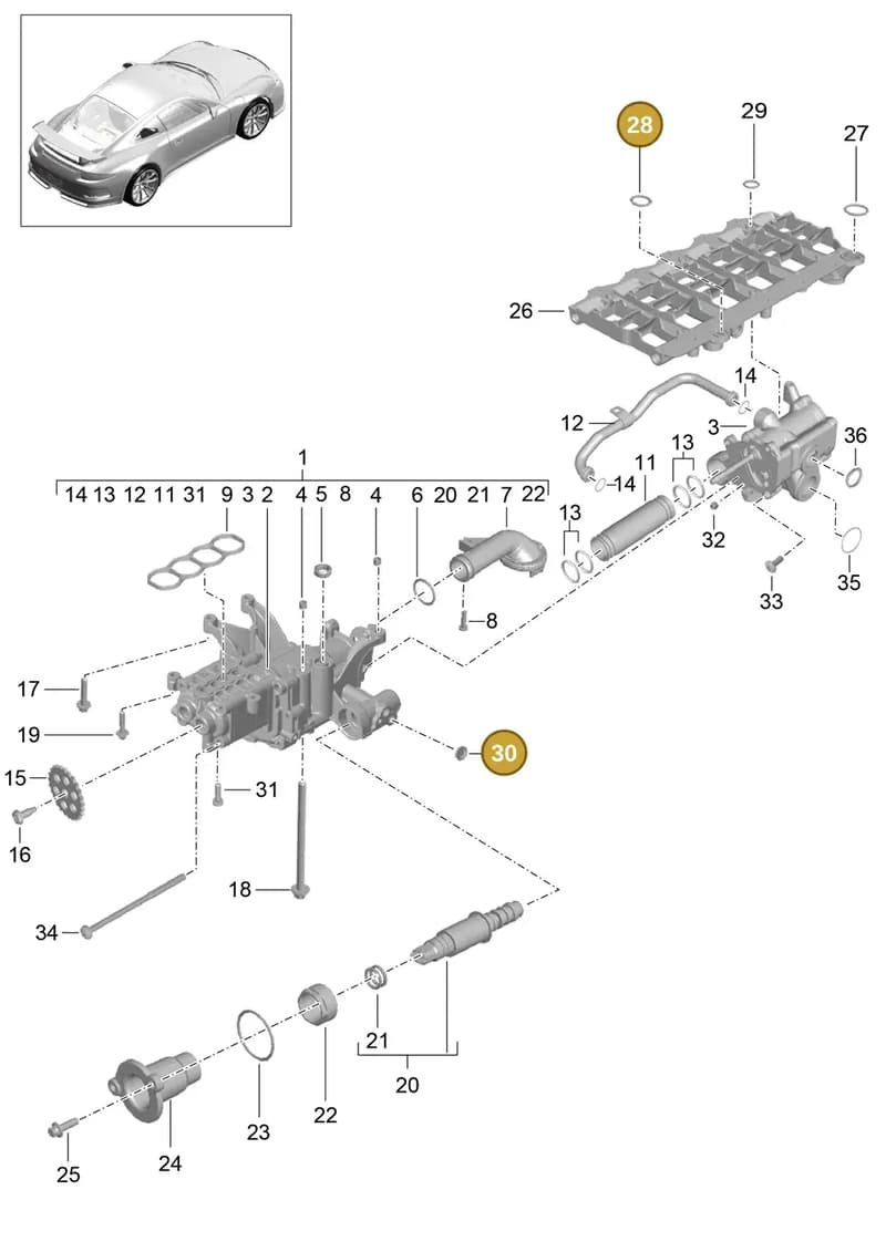 9A120747191 — Porsche 911 (2013-2020) diagram p41104000, position 28+30