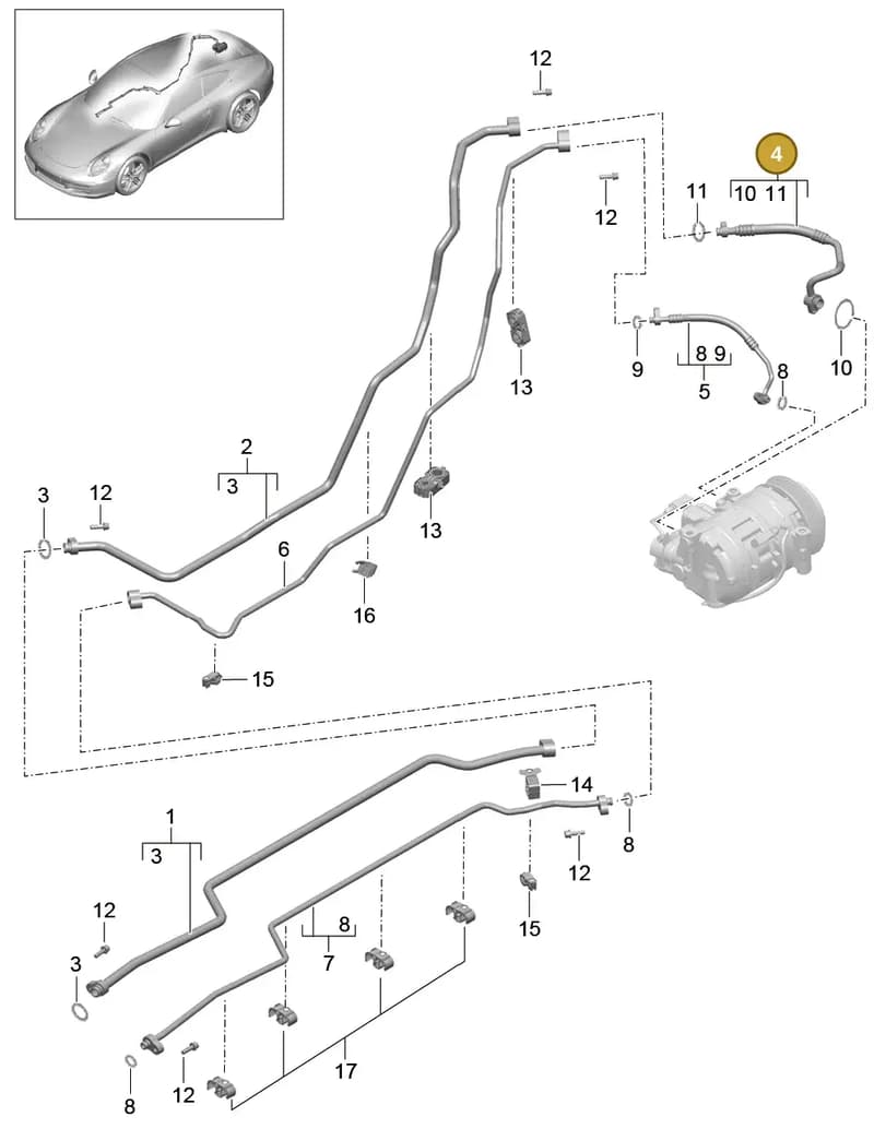 9A157309907 — Porsche 991 Carrera 4 (2011-2016) diagram p38813025, position 4