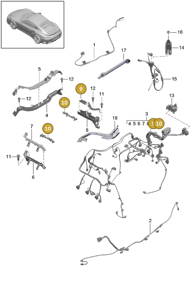 9A160718600 — Porsche 911 (2013-2020) diagram p42902020, position 9+10
