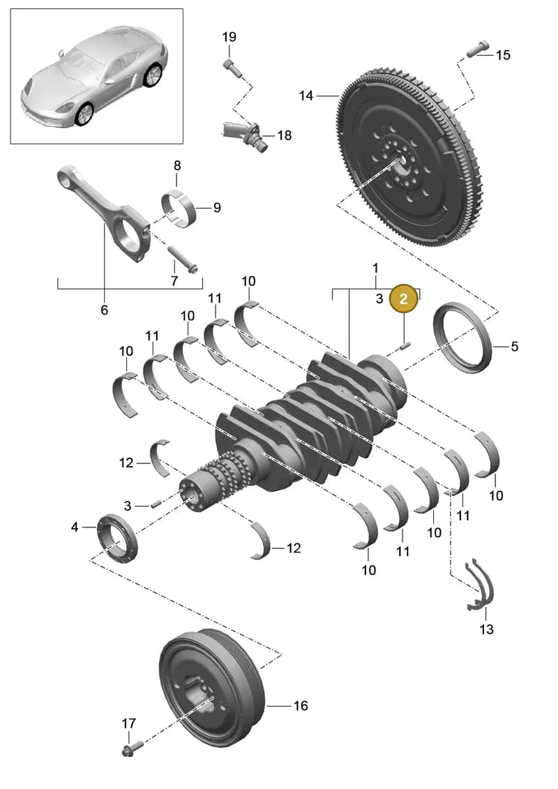 9A210308000 — Porsche Cayman (2016-2019) diagram p50102000, position 2