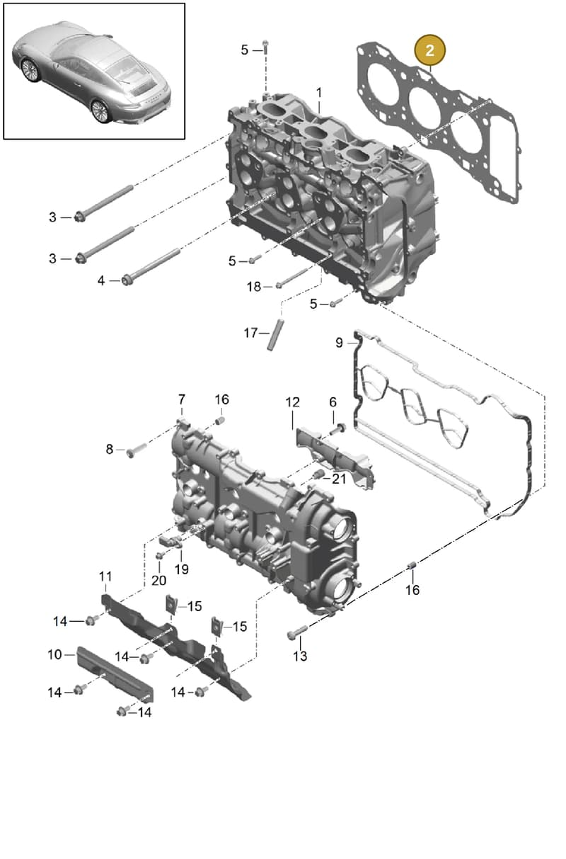 9A210572301 — Porsche 911 (2016-2019) diagram p47103000, position 2