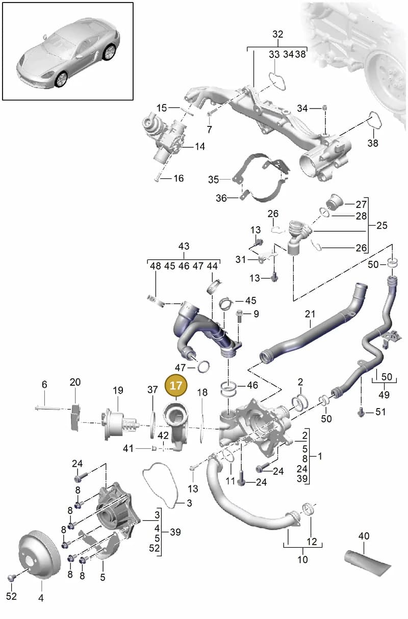 9A210602202 — Porsche Cayman (2016-2019) diagram p50105000, position 17