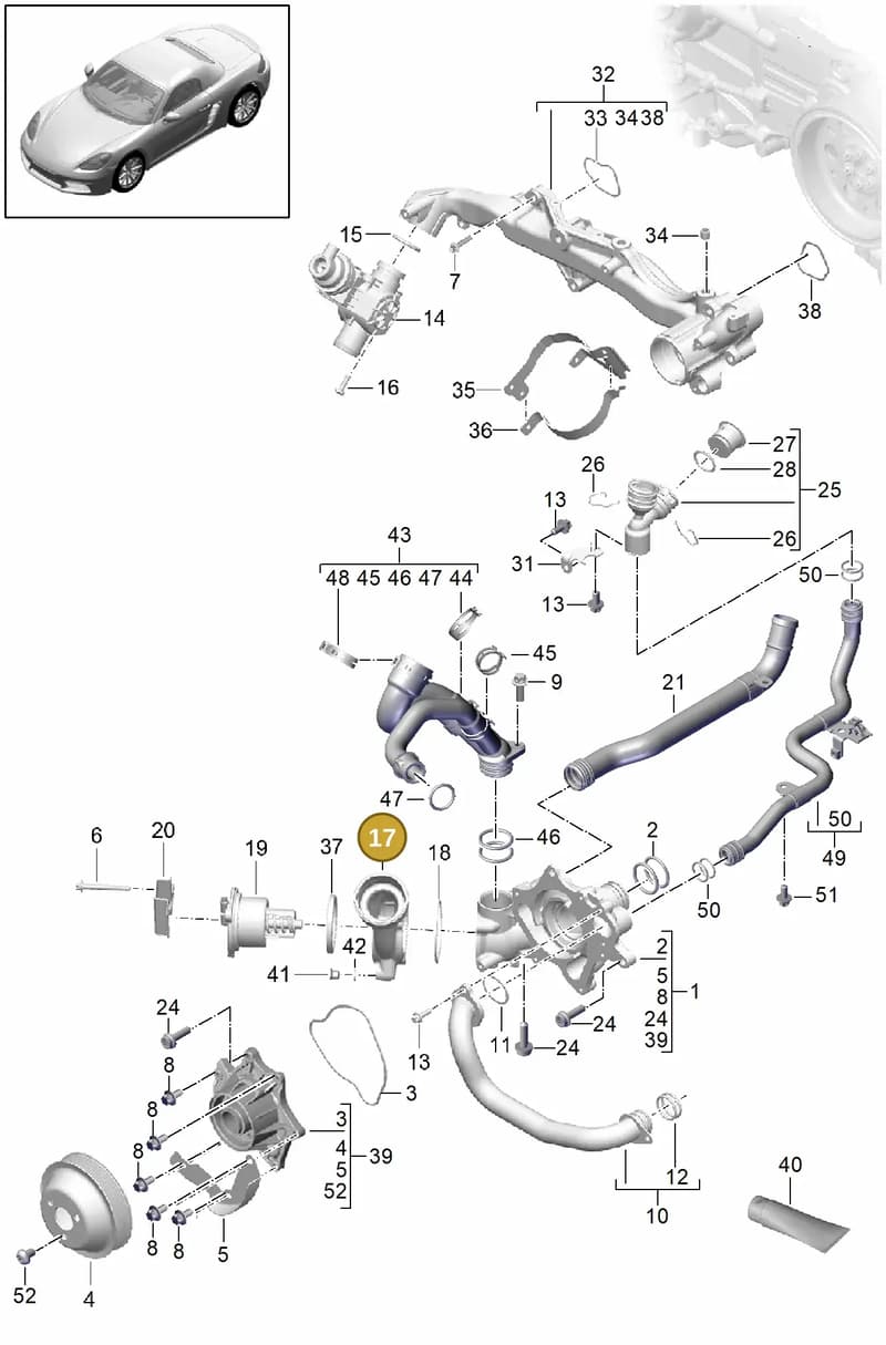 9A210602202 — Porsche Boxster (2016-2019) diagram p48105000, position 17