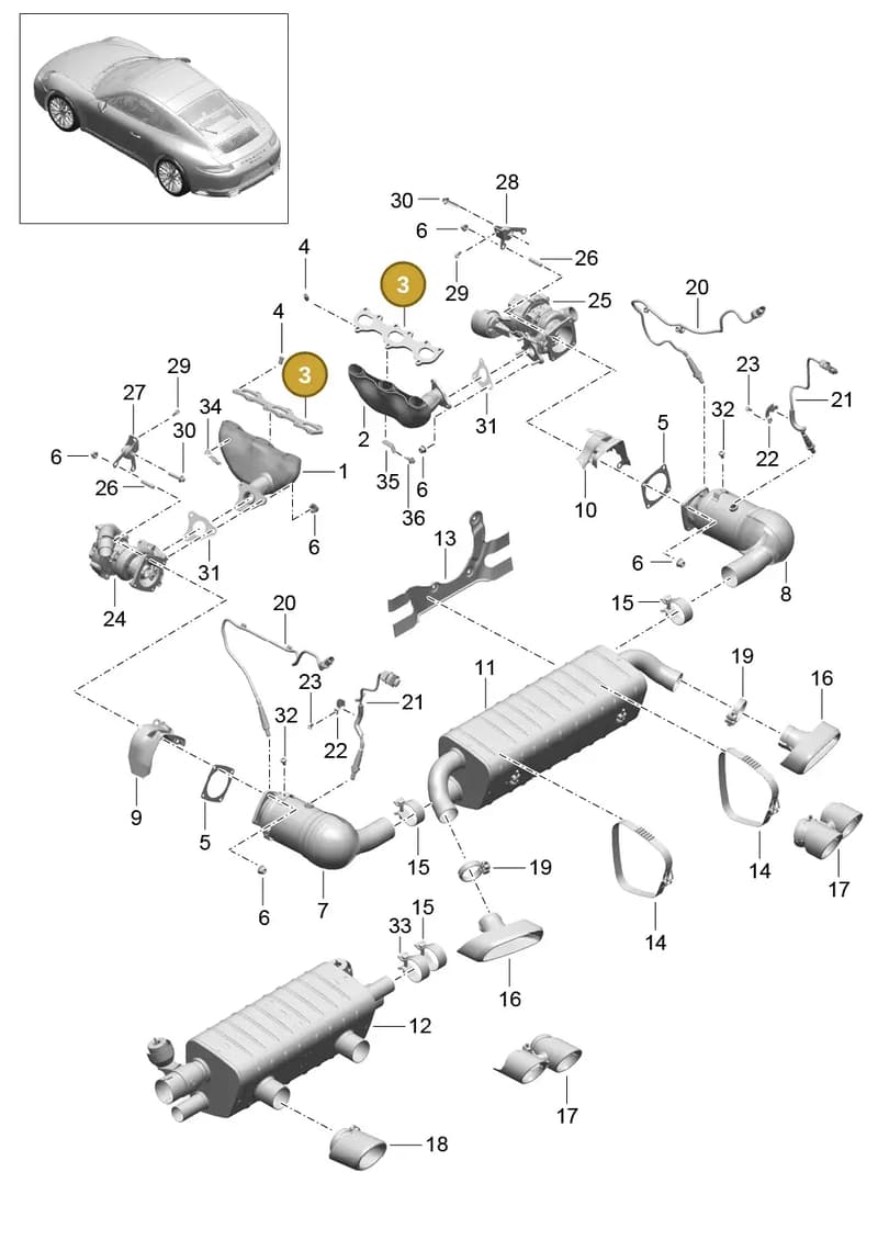 9A210608101 — Porsche 911 (2016-2019) diagram p47202000, position 3