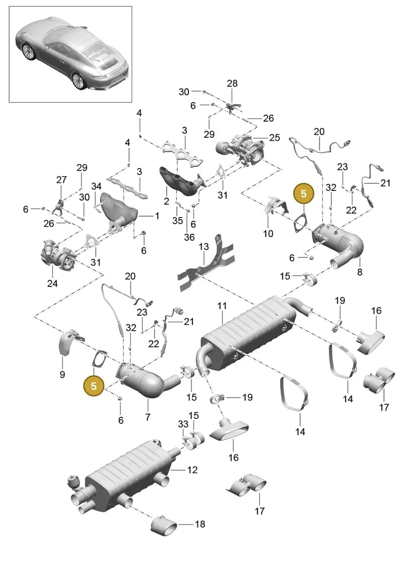 9A210608301 — Porsche 911 (2016-2019) diagram p47202000, position 5
