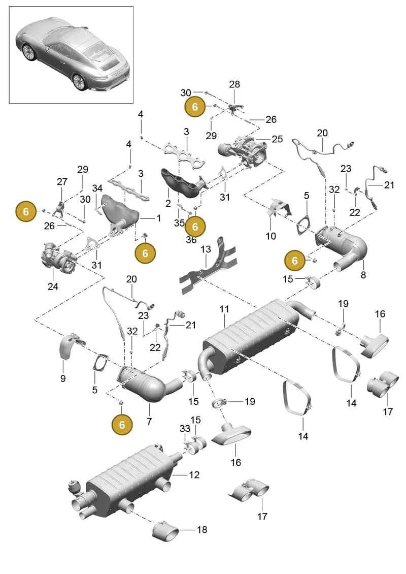 9A210608400 — Porsche 911 (2016-2019) diagram p47202000, position 6