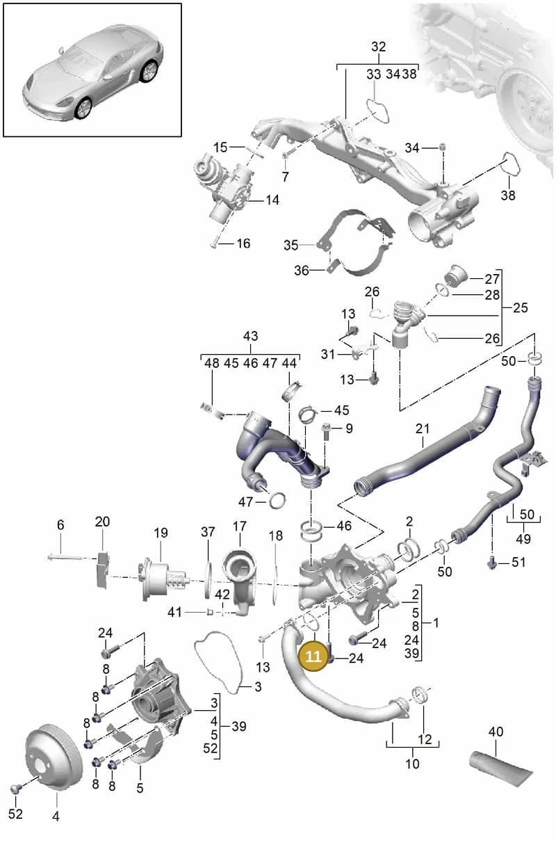9A210632530 — Porsche Cayman (2016-2019) diagram p50105000, position 11