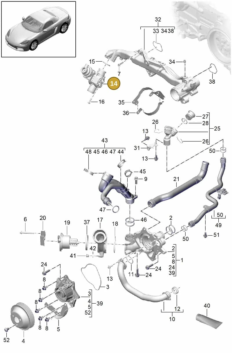9A210651630 — Porsche Boxster (2016-2019) diagram p48105000, position 14