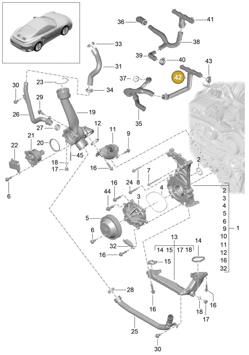 9A210664976 — Porsche 911 (2013-2020) diagram p42105000, position 42