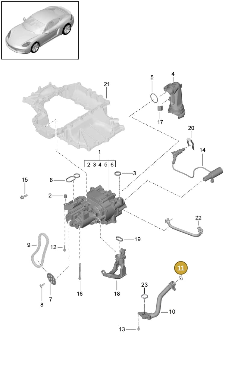 9A210705100 — Porsche Cayman (2016-2019) diagram p50104000, position 11