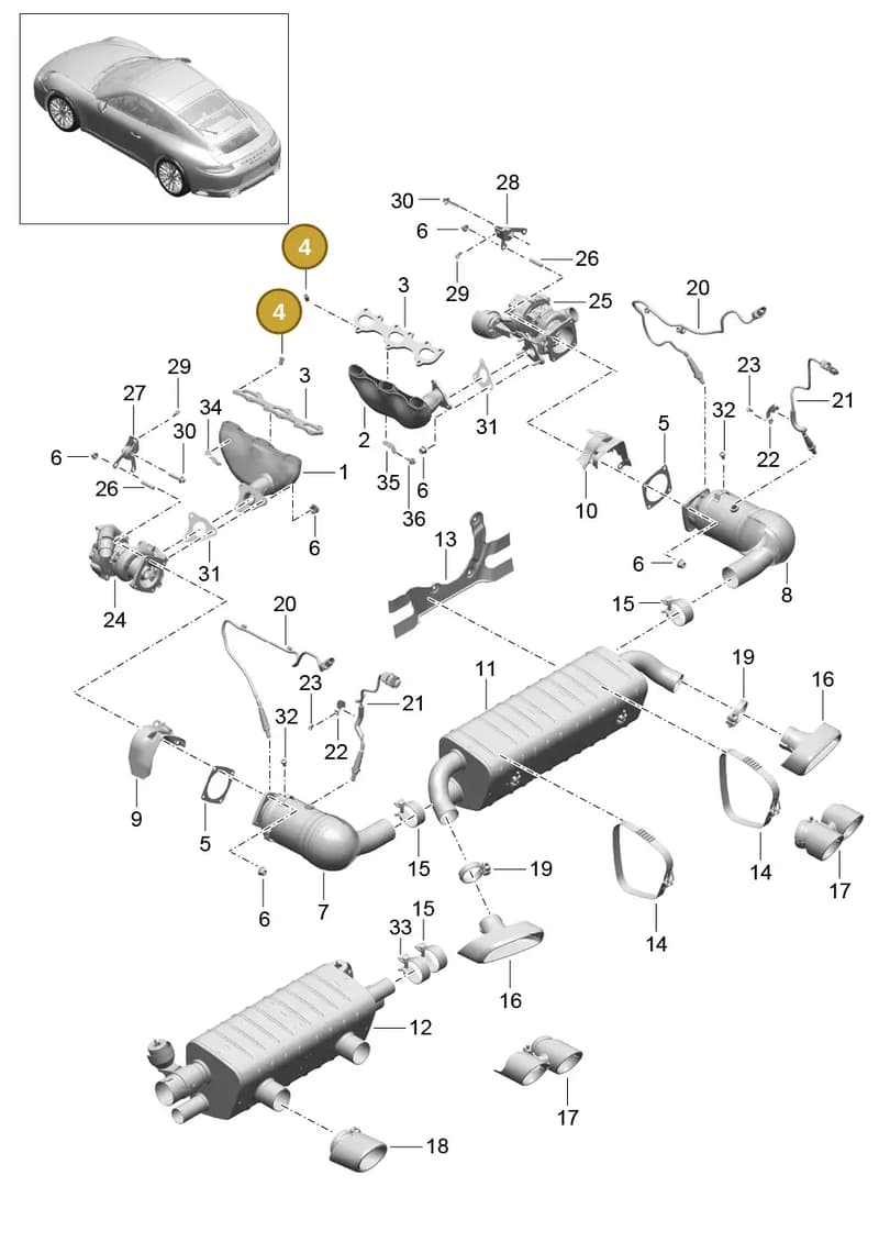9A210722401 — Porsche 911 (2016-2019) diagram p47202000, position 4