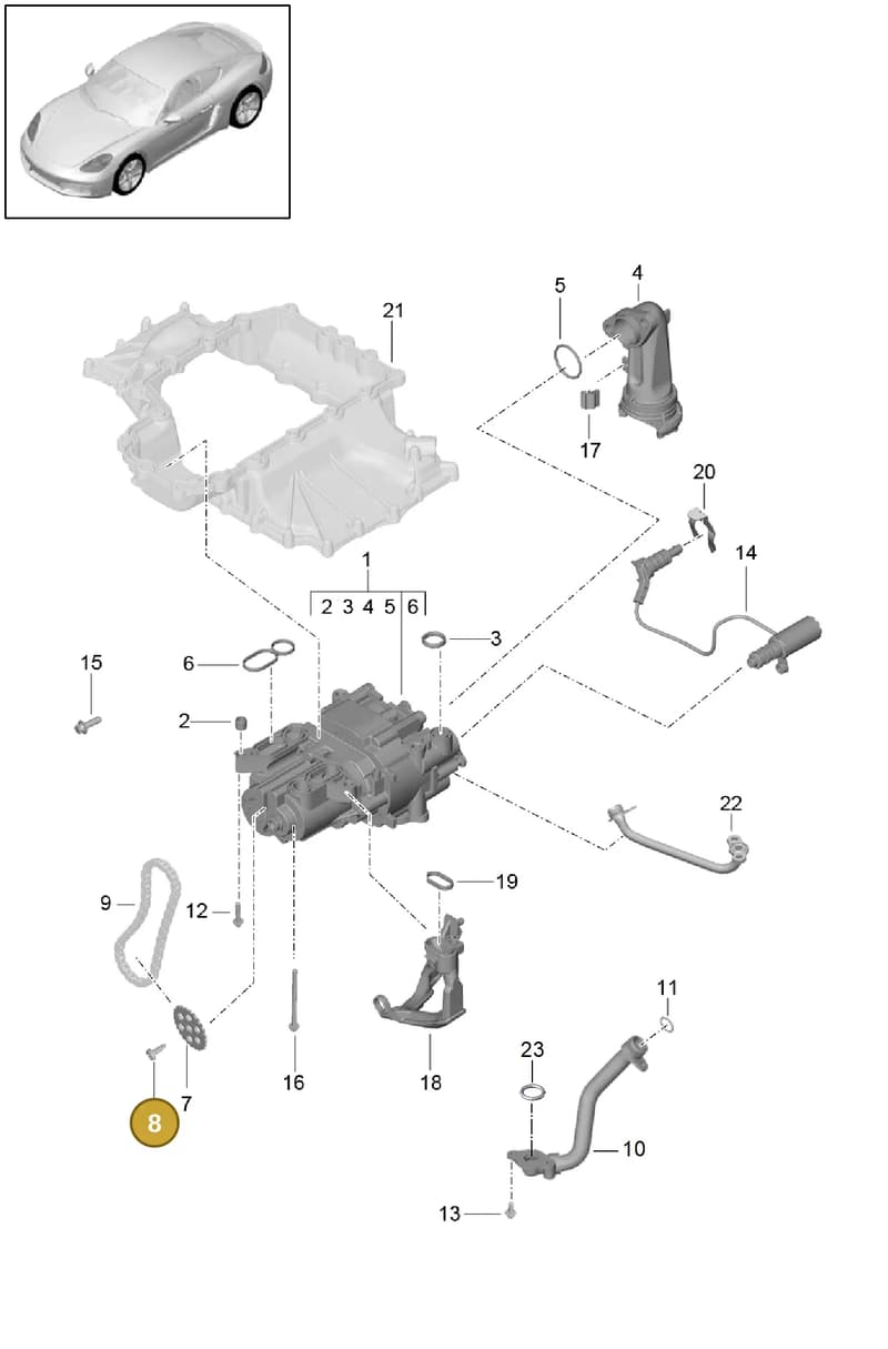 9A210734400 — Porsche Cayman (2016-2019) diagram p50104000, position 8