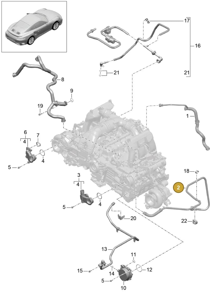 9A210754100 — Porsche 911 (2013-2020) diagram p42104010, position 2