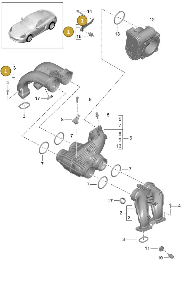 9A211003101 — Porsche Cayman (2016-2019) diagram p50107010, position 1