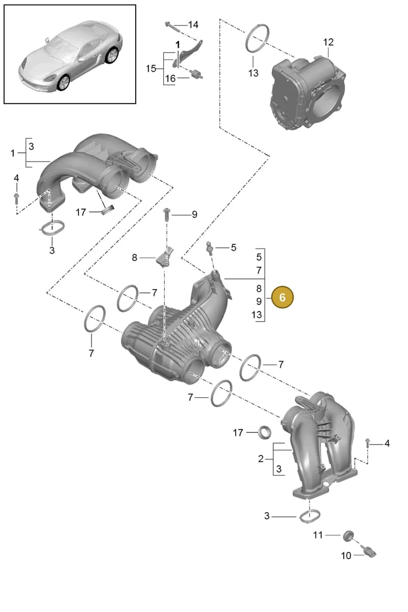 9A211006404 — Porsche Cayman (2016-2019) diagram p50107010, position 6