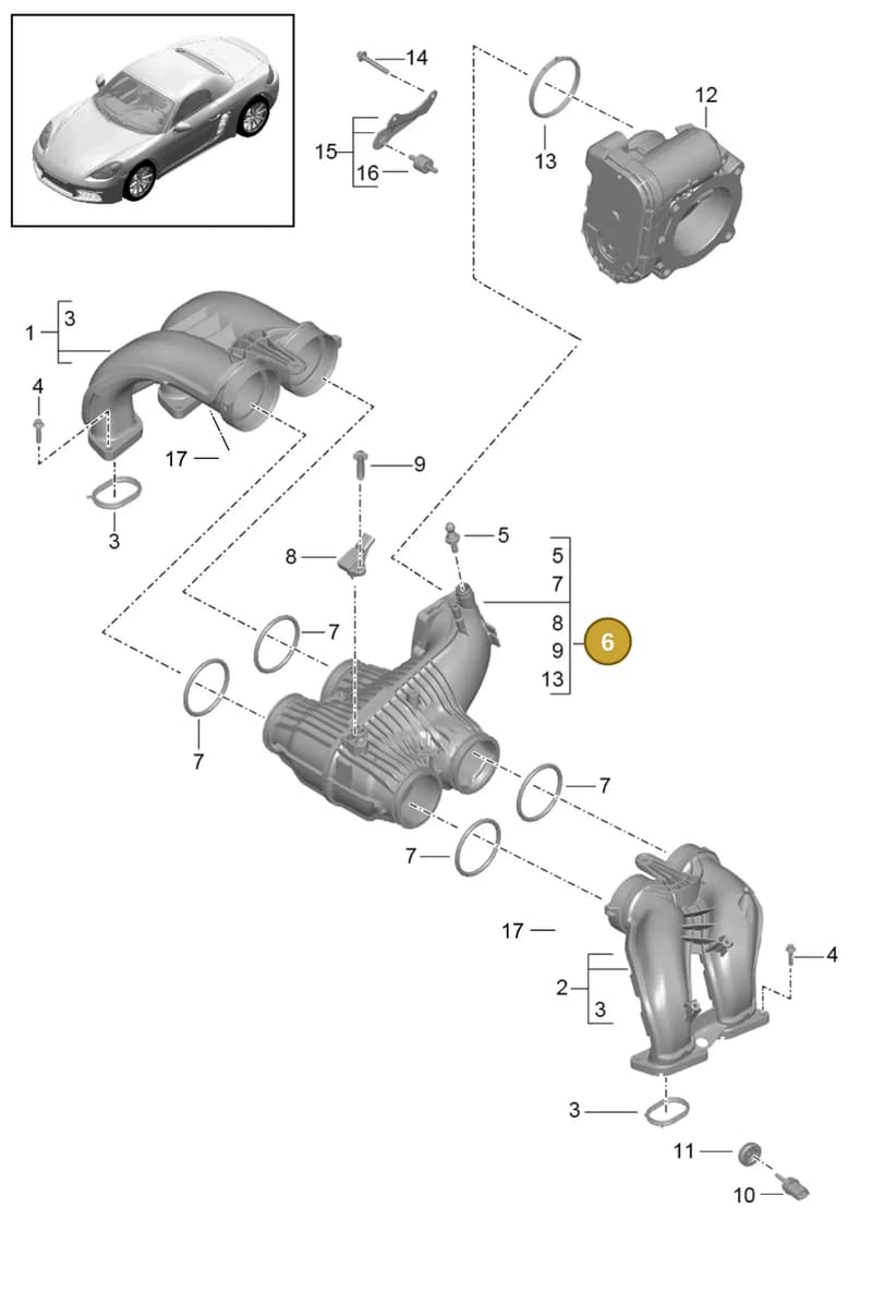 9A211006404 — Porsche Boxster (2016-2019) diagram p48107010, position 6