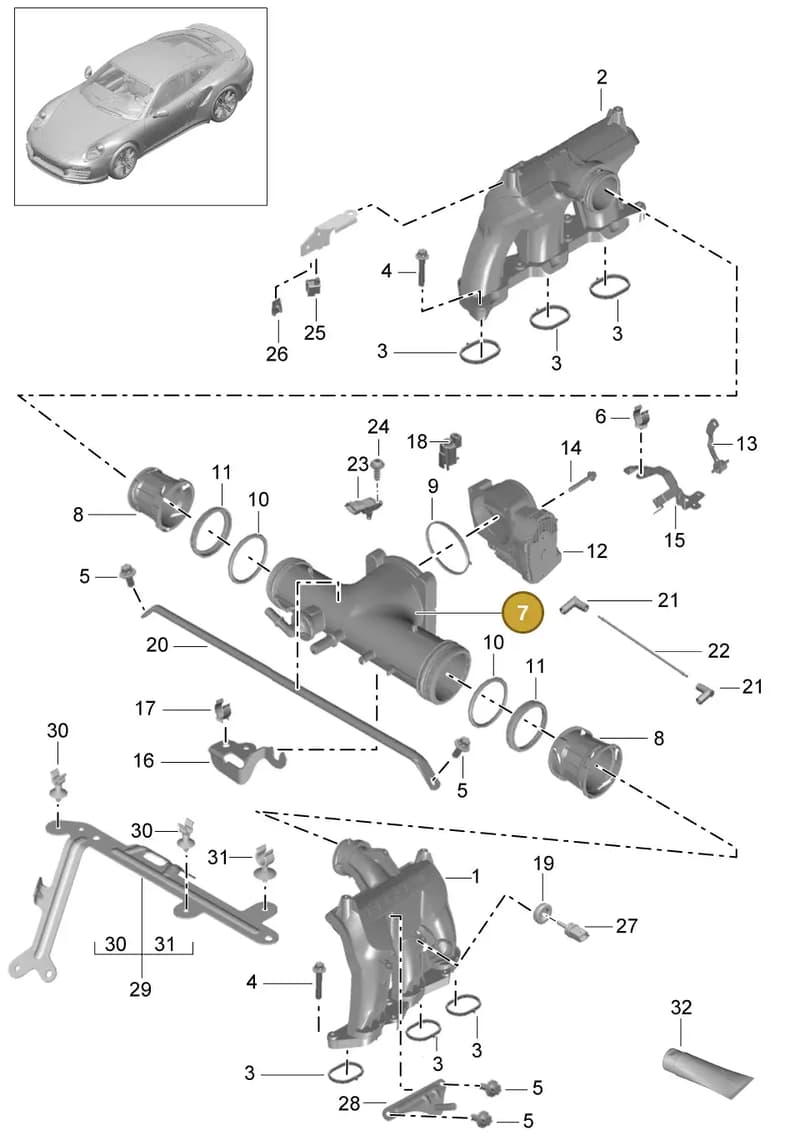 9A211013702 — Porsche 911 (2013-2020) diagram p42107010, position 7