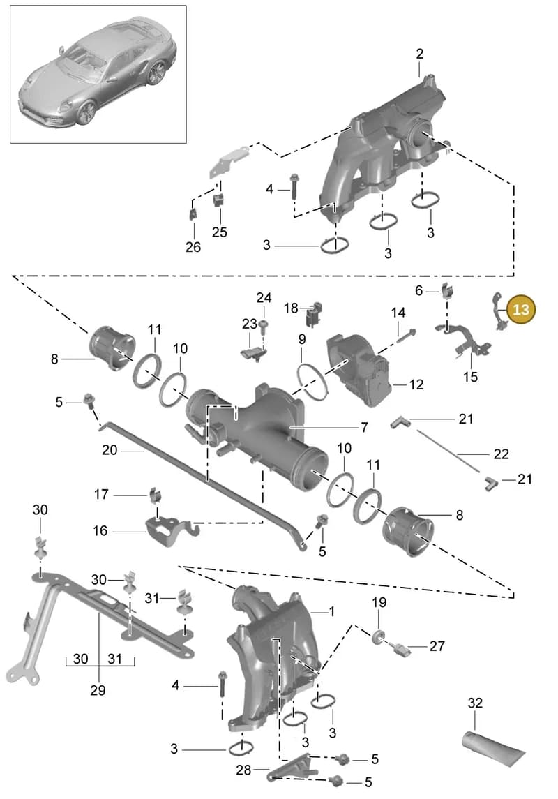 9A211029000 — Porsche 911 (2013-2020) diagram p42107010, position 13