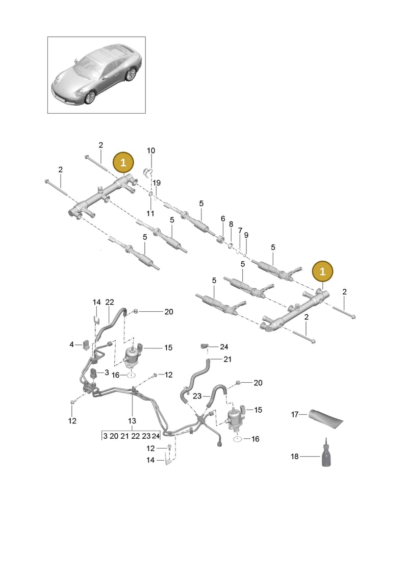 9A211040301 — Porsche 911 (2016-2019) diagram p47107000, position 1