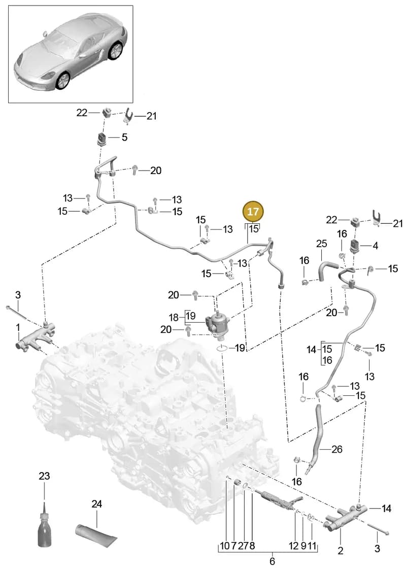9A211045006 — Porsche Cayman (2016-2019) diagram p50107005, position 17