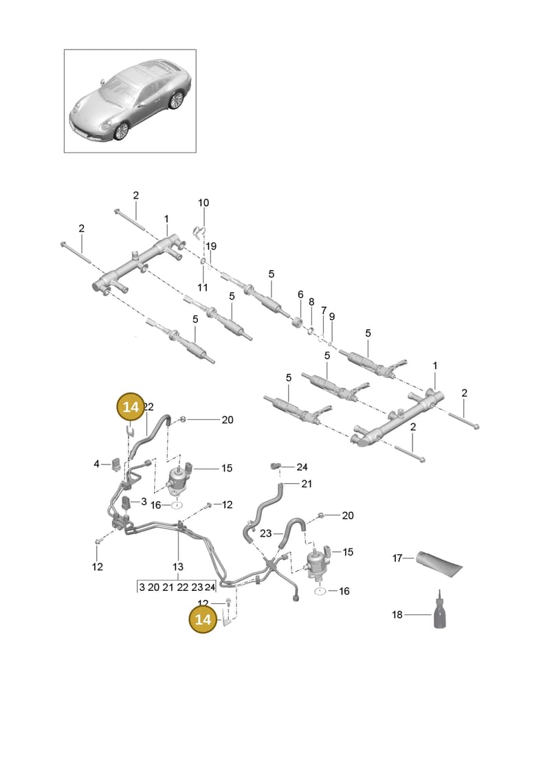 9A211055200 — Porsche 911 (2016-2019) diagram p47107000, position 14