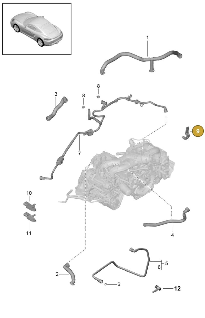 9A211059101 — Porsche Cayman (2016-2019) diagram p50104010, position 9