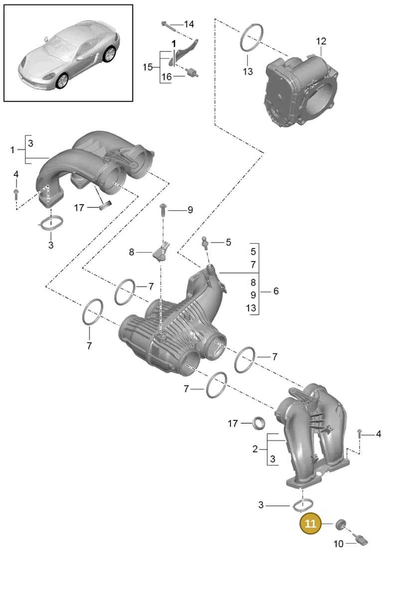 9A211065000 — Porsche Cayman (2016-2019) diagram p50107010, position 11