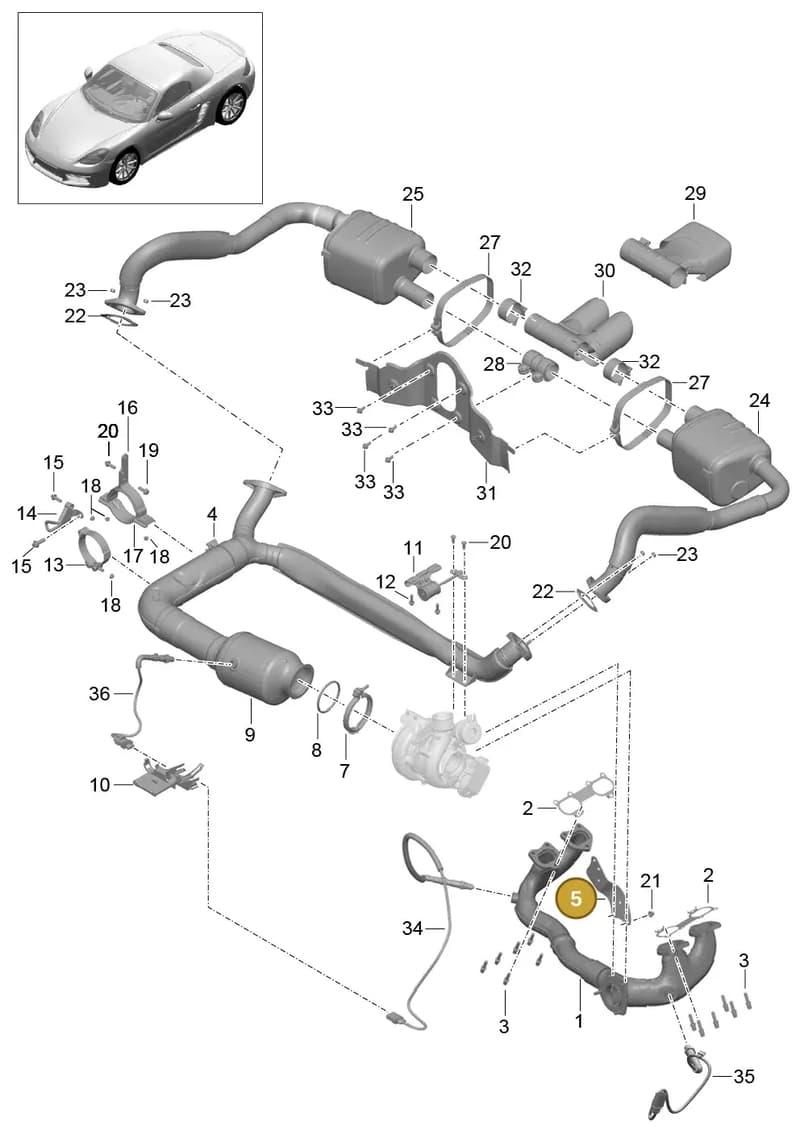 9A212320501 — Porsche Boxster (2016-2019) diagram p48202000, position 5