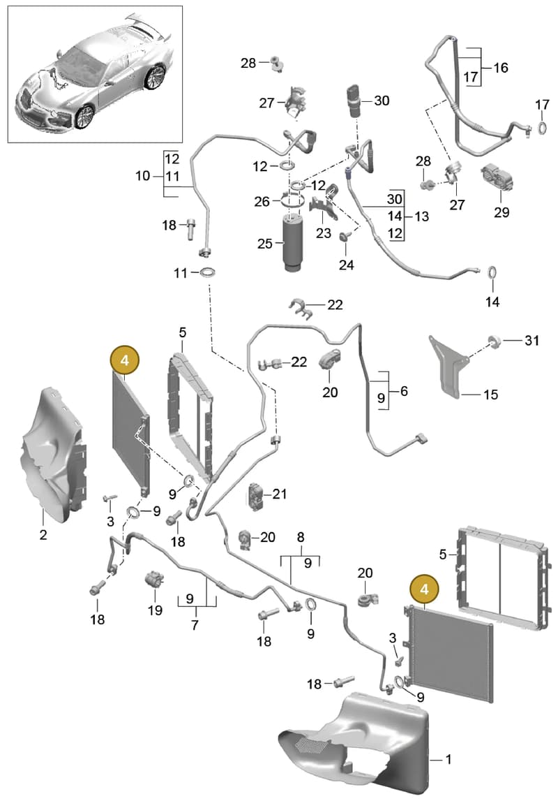 9A257306900 — Porsche 911 (2013-2020) diagram p41813020, position 4