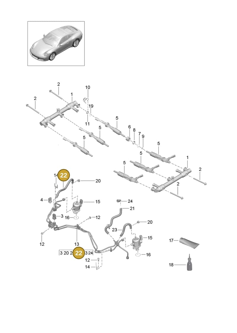 9A260617801 — Porsche 911 (2016-2019) diagram p47107000, position 22