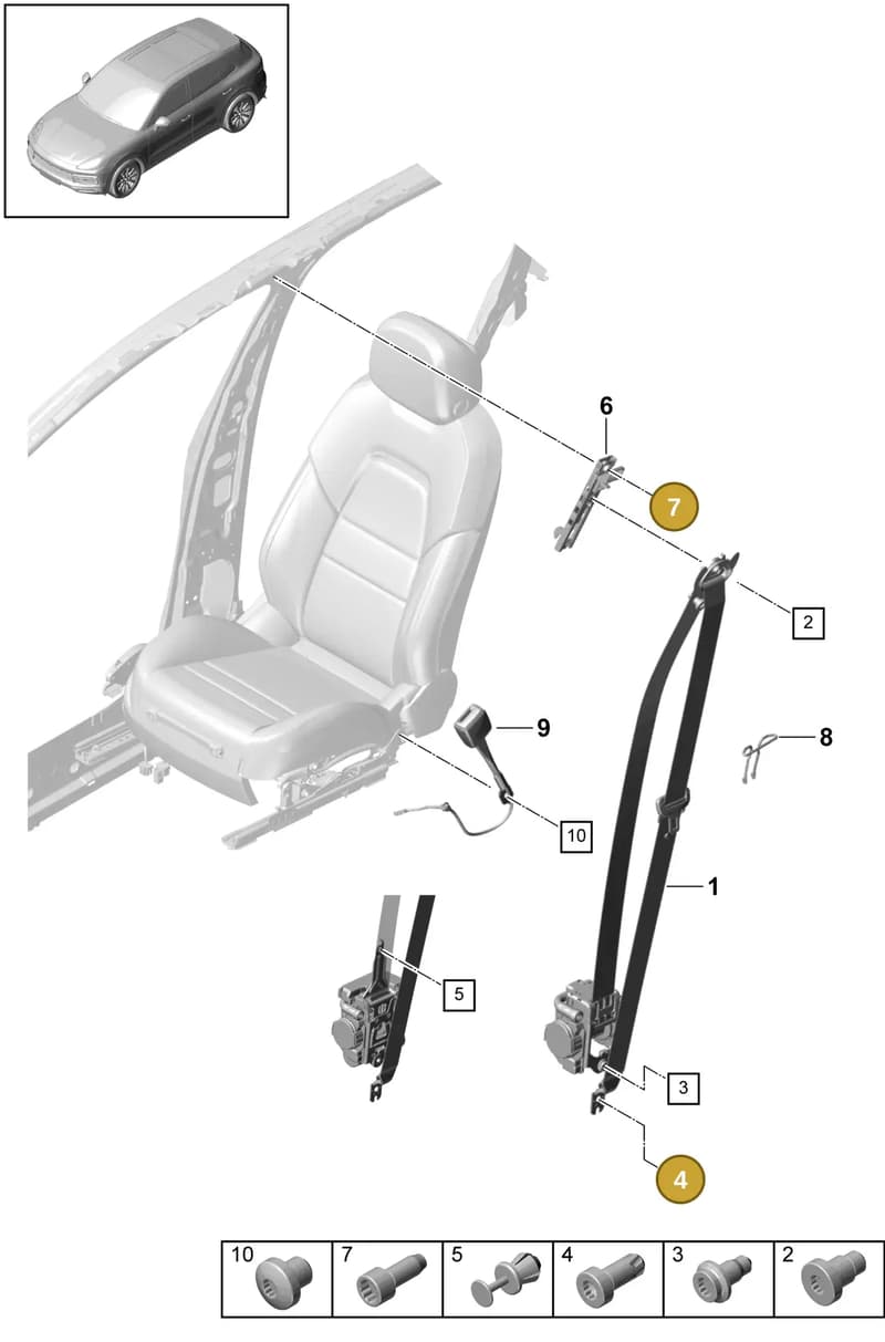 9A700368200 — Porsche Cayenne (2017-2023) diagram p51812000, position 4+7