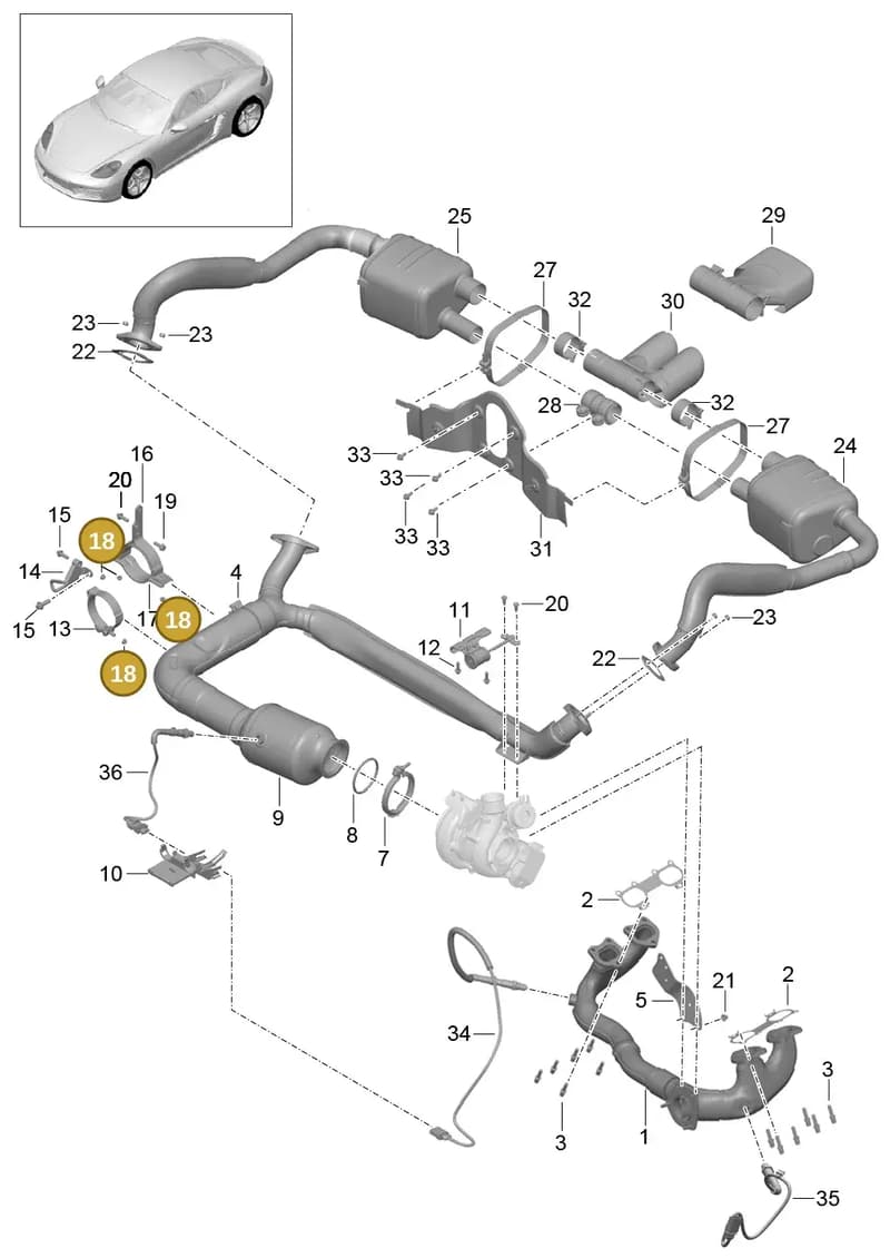 9A700407600 — Porsche Boxster (2016-2019) diagram p50202000, position 18