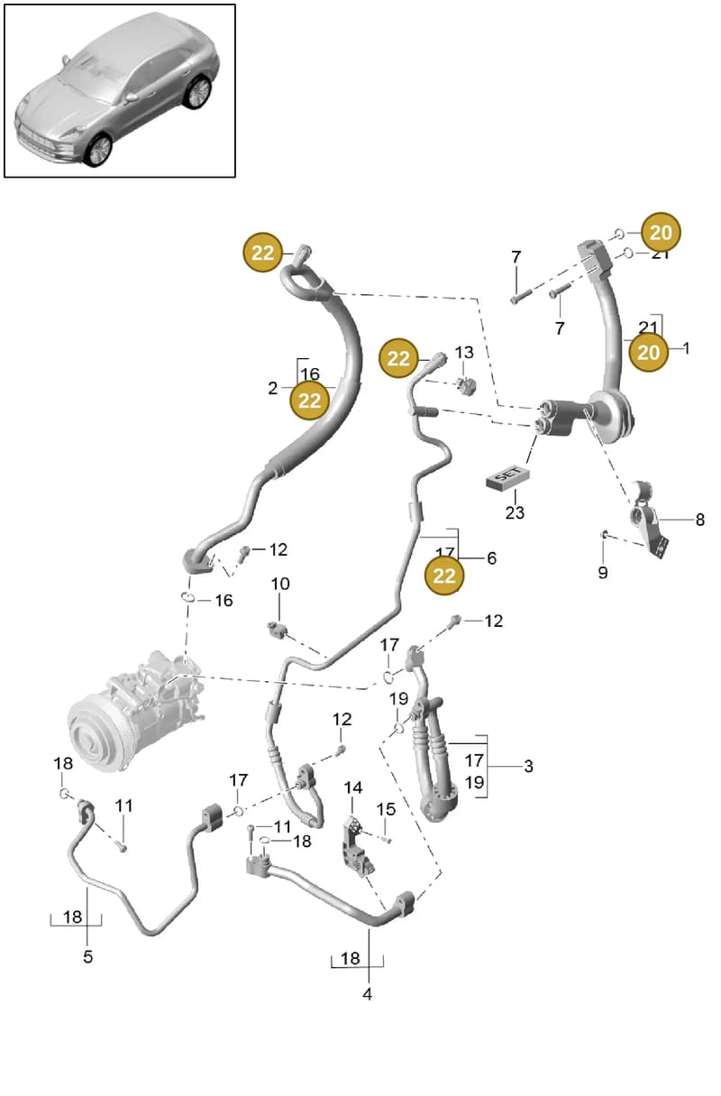 9A7004858 — Porsche Macan (2013-2018) diagram p44813060, position 20+22+24